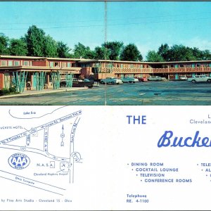 c1950s Cleveland Ohio Buckeye Motel Bi-Fold Business Card Advertising Map OH C44