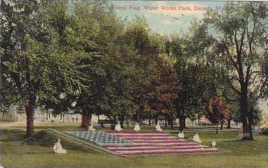 Michigan Detroit Floral Flag Water Works Park 1915