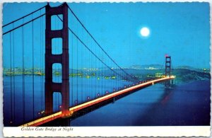 Postcard - Golden Gate Bridge at Night - San Francisco, California