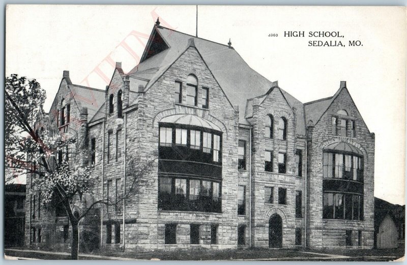 c1910s Sedalia, MO High School Building Fancy Stone CT Co GRAVOUR Sample PC A190