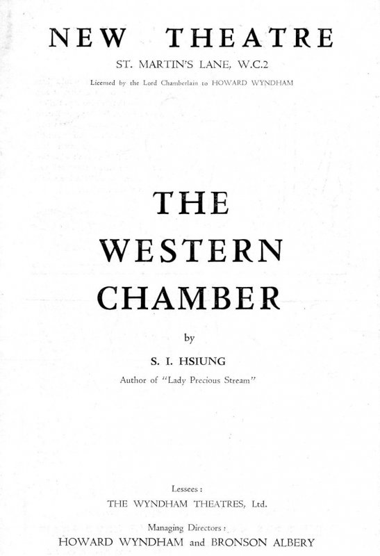 The Western Chamber Helen Haye Kay Walsh Joyce Redman Theatre Programme + Review