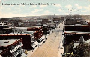 Oklahoma City Oklahoma birds eye view Broadway south antique pc Y13572