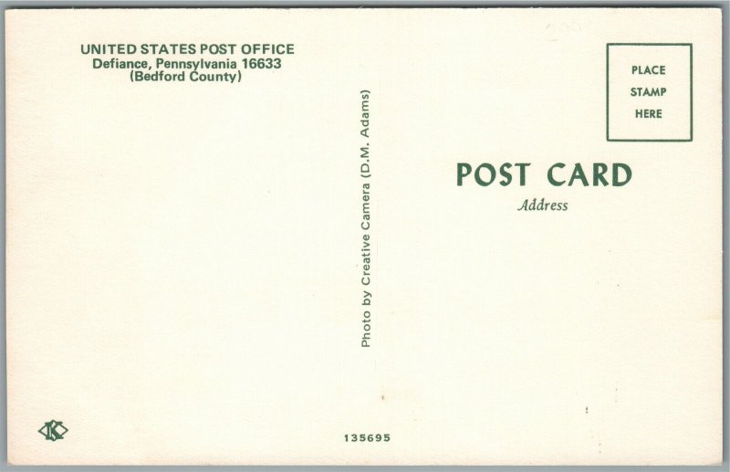 DEFIANCE PA POST OFFICE VINTAGE POSTCARD