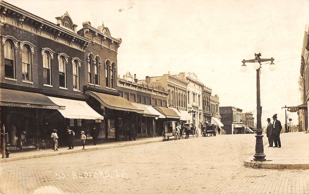 Bedford Iowa Street Scene Historic Bldgs Real Photo Antique Postcard