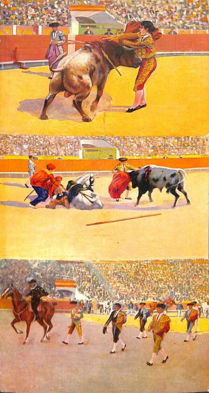 Lot of 3 postcards corrida toreador spiking the bull matadors Spain Madrid 1919 