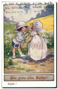 Old Postcard Fantasy Illustrator Child Do you like butter?
