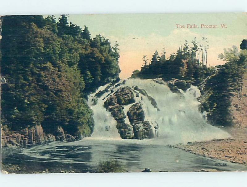 Divided-Back WATERFALL SCENE Proctor - Near Rutland Vermont VT hp4919