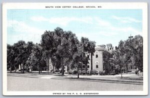 K31/ Nevada Missouri Postcard Linen South View Cottey College 216