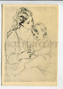 429589 Mother with baby by Pablo Picasso 1956 year russian postcard