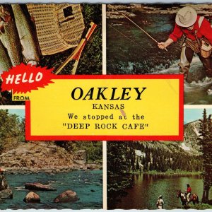 c1970s Oakley, KS Greetings Card from Deep Rock Café Fly Fishing Multi View A198