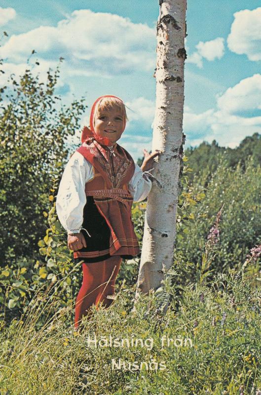 Halsning Fran Nusnas Swedish Childrens Fashion Postcard