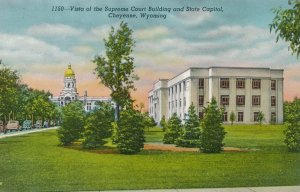 Cheyenne WY, Wyoming - Supreme Court and State Capitol - Linen