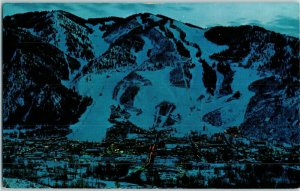 Aerial View Postcard Aspen at Night Aspen Colorado Postmarked 1968