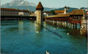 Chapel Bridge with Water Tower Lucerne Postcard PC266