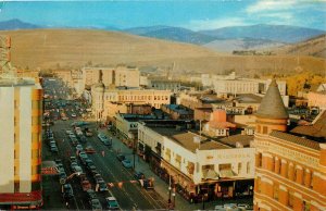 Postcard 1950s Montana Missoula Trading Center Birdseye Crocker autos MT24-1524