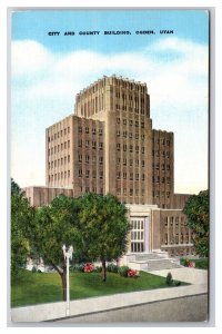 City and County Building Ogden Utah UT UNP Linen Postcard Y14