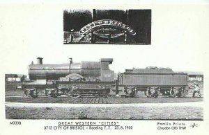 Transport Postcard - Train - 3712 City of Bristol - Reading T.T. 23.8.1930  U709