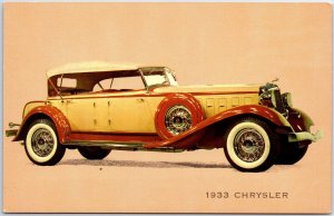 VINTAGE POSTCARD MUSEUM OF AUTOMOBILES - YELLOW/RED 1933 CHRYSLER