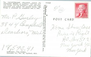 Bridges Postcard Mackinac Bridge Michigan Posted