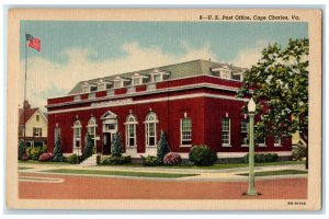 c1940 US Post Office Exterior Building Cape Charles Virginia VA Vintage Postcard
