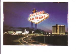 Sign Superimpsed over Strip at Night, Las Vegas, Nevada