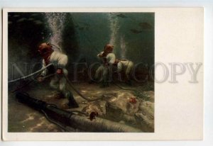 491109 KLEVER At Bottom of Sea DIVER Soviet Union RUSSIA Vintage postcard