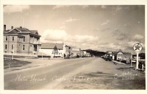 RPPC, Real Photo,Old Cars, Main Street, Custer, SD , Old Post Card