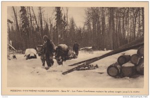 Missions D'Extreme Nord Canadien , Les Freres Coadjuteurs trainent les arbres...