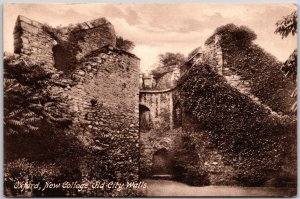 Oxford New Constituent College Old City Walls Oxford England Postcard