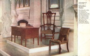 Postcard 1910's Independence Chamber Table & Chair Used By Hancock & Washington