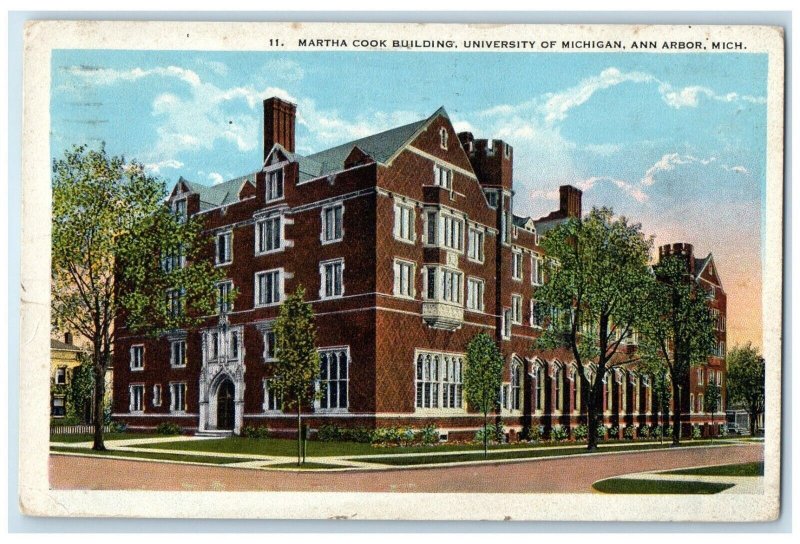 1922 Martha Cook Building University Michigan Street Ann Arbor Michigan Postcard