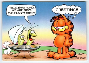 Garfield Cat Postcard Space Ship Martians Jim Davis Comic Orange 1978 Vintage