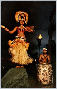 WALT DISNEY WORLD Florida Postcard Polynesian Village Luau Tahitian Dancers