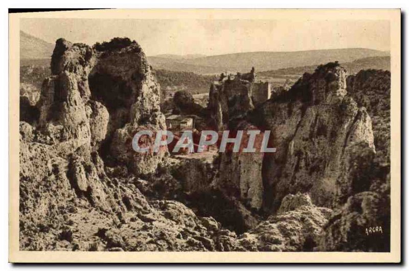 Old Postcard Cirque de Moureze The village and the ruins of the castle