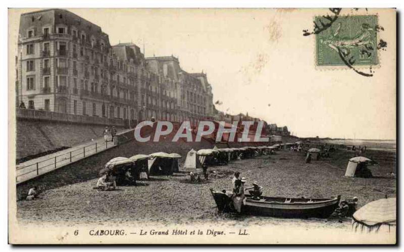 Old Postcard Cabourg Grand Hotel and the dam