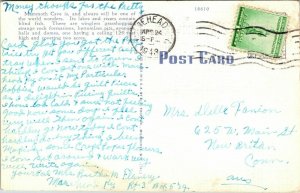 Dead Mammoth Cave Old Kentucky Postcard c1943 Cancel WOB Note PM 1c Stamp Vtg 