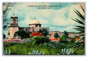 Mission San Jose Second Mission San Antonio Texas TX UNP Linen Postcard M19