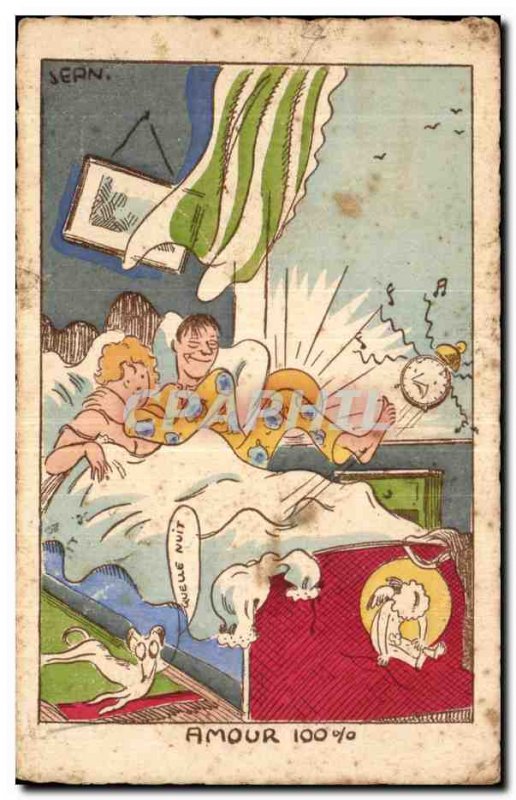 Humor - Illustration - Love - What a Night - Old Postcard