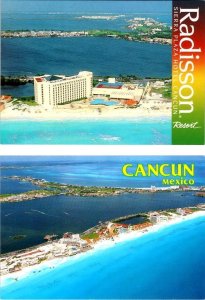 2~4X6 Postcards Cancun, Mexico RADISSON SIERRA PLAZA HOTEL & HOTEL AERIAL VIEWS
