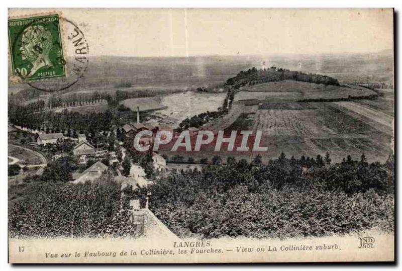Old Postcard Langres View of Faubourg Colliniere the Forks View on the Collin...