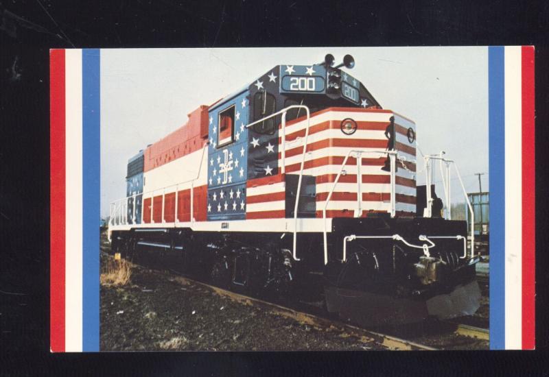 BOSTON & MAINE RAILROAD THE MINUTEMAN PATRIOTIC TRAIN LOCOMOTIVE POSTCARD