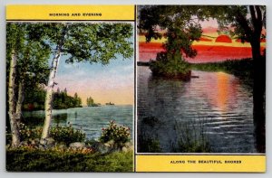 Morning and Evening Sunset Along The Beautiful Shores Postcard B47