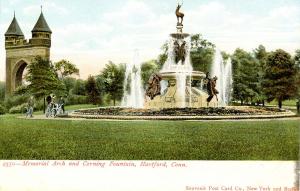 CT - Hartford. Bushnell Park. Memorial Arch and Corning Fountain