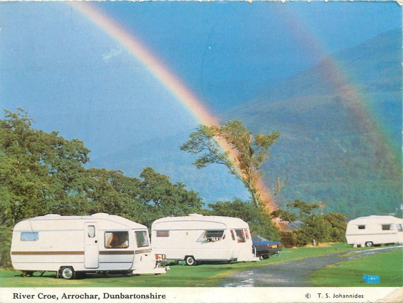 Postcard Scotland River Coe Arrochar Dunbartonshire camper vans rainbow aspects