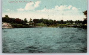 Macon Missouri~Crystal Lake Park~Curved Road Uphill to Building~1911 Postcard