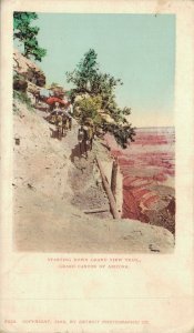 USA Arizona Grand Canyon Starting Down Grand View Trail Vintage Postcard 07.39
