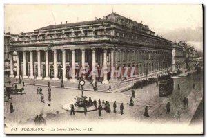 Old Postcard Bordeaux Grand Theater Tram