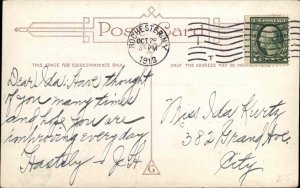 Halloween Witch Bat Cat Gibson c1910 Postcard