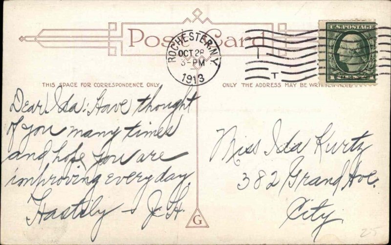 Halloween Witch Bat Cat Gibson c1910 Postcard