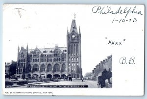 Philadelphia Pennsylvania Postcard Penna RR Depot Broad St. 1909 Vintage Antique